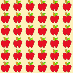 simple drawing red apple on pastel orange backgrounds ,design for banner, flyers, print, poster, wallpaper, digital work