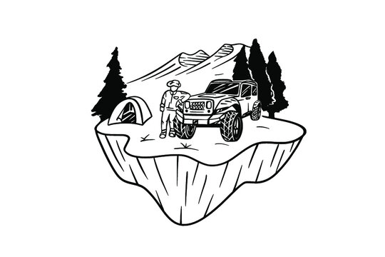 Offroad Vehicle in vector illustration, perfect for Offroad event, Club logo and Tshirt design