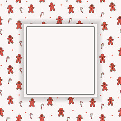 Empty background with cookies and candies. Christmas concept. Vector