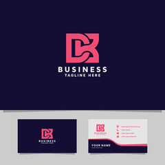 Simple and Minimalist Bright Pink Geometric Overlapping Letter DB Monogram Initial Logo
