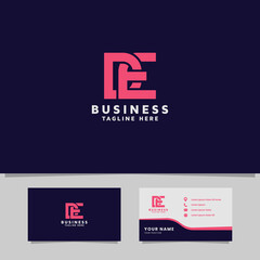Simple and Minimalist Bright Pink Geometric Overlapping Letter DE Monogram Initial Logo