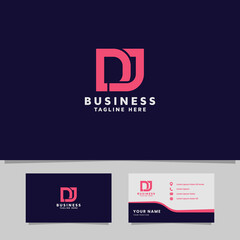 Simple and Minimalist Bright Pink Geometric Overlapping Letter DJ Monogram Initial Logo