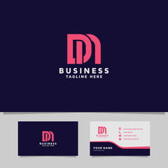 Simple and Minimalist Bright Pink Geometric Overlapping Letter DN Monogram Initial Logo