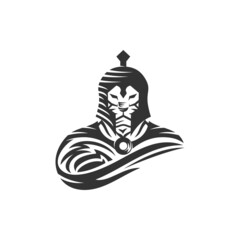 Lion Warrior Spartan Template Illustration Emblem Mascot Isolated