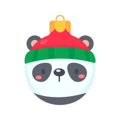 animal face christmas ball wearing a red woolen hat for decoration on Christmas