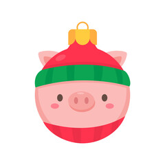 animal face christmas ball wearing a red woolen hat for decoration on Christmas