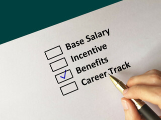 One person is choose options of income. He chooses benefits.