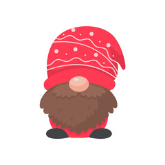 Christmas gnome. A little gnome wearing a red woolen hat. celebrate on christmas
