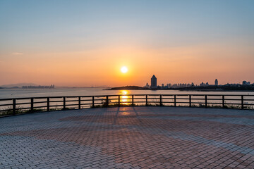 Fototapeta na wymiar Beautiful coastline architectural landscape in Qingdao, China