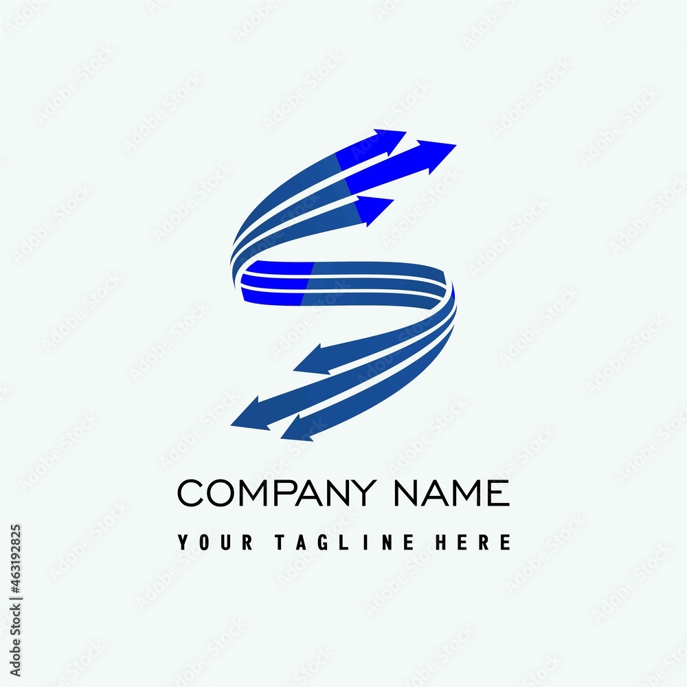 Poster letter word s font in 3 arrow lines and flip position image graphic icon logo design abstract concep