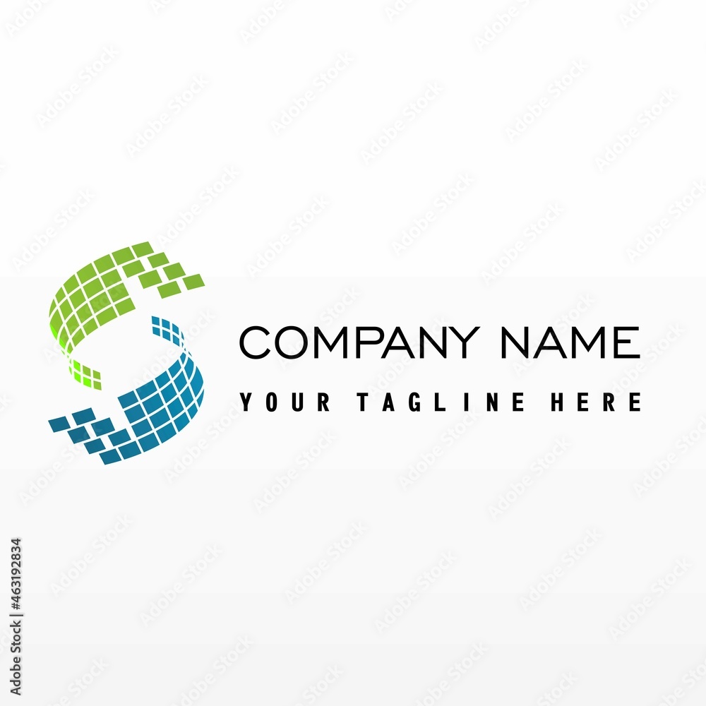 Poster letter word s font in quadrilateral and flip position image graphic icon logo design abstract concep