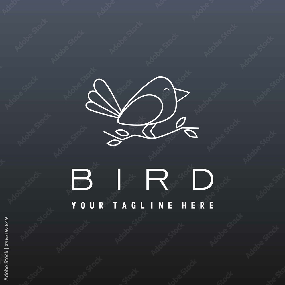 Poster simple and very attractive line out bird in tree trunk image graphic icon logo design abstract conce