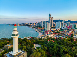 Aerial photography of the architectural landscape of Yantai City