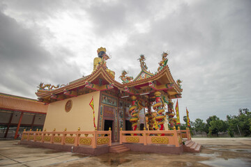 temple of heaven city  chinese architecture temple in Thailand beautiful sky background
