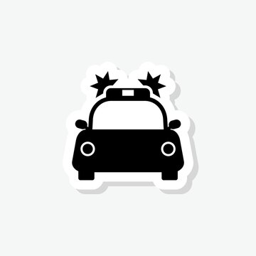 Police car sticker icon isolated on white background