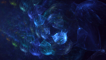 3D rendering abstract multicolor fractal light background