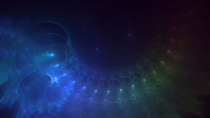 3D rendering abstract multicolor fractal light background