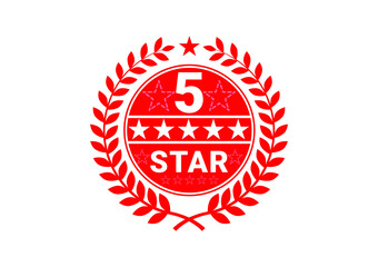 Fototapeta na wymiar Five stars customer product rating review logo and icon for apps and website