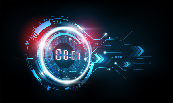 Abstract Futuristic Technology Background perspective view with Digital number timer concept and countdown, Can adjust Digital number, vector illustration