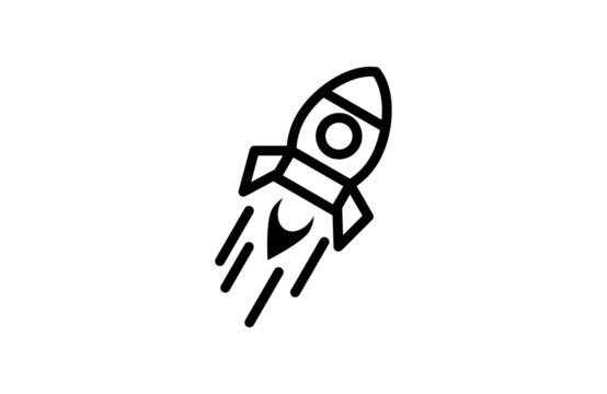 rocket launch vector icon cute and simple