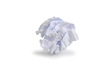 Crumpled paper ball isolated over white background. Image with Clipping path