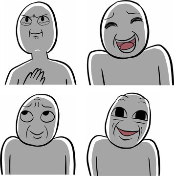 White human character random emotion