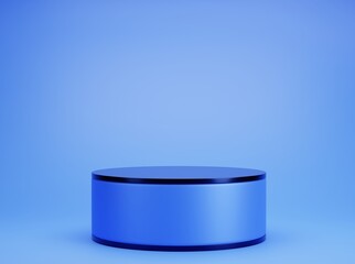 3d rendering blue cylinder pedestal