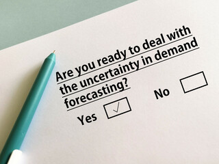 Questionnaire about uncertainties
