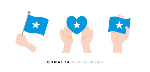[Somalia] Hand and national flag icon vector illustration - obrazy, fototapety, plakaty