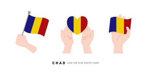 [Chad] Hand and national flag icon vector illustration	
