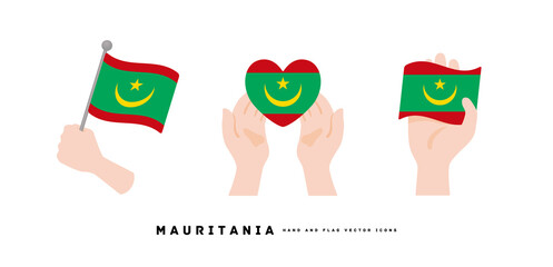 [Mauritania] Hand and national flag icon vector illustration	
