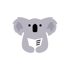 koala book read newspaper negative space logo vector icon illustration