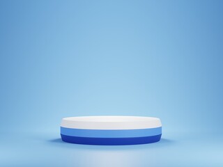 3d rendering blue cylinder pedestal