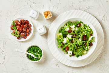 broad bean, feta cheese, rocket and cucumber salad