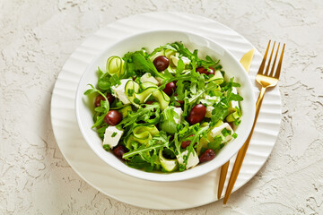 broad bean, feta cheese, rocket and cucumber salad