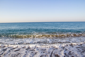 Obraz premium Beautiful seascape with sea waves and sand. Sea waves on the beach.