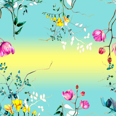 Fototapeta premium Floral pattern. Design for wallpaper, background, fabric, textile.