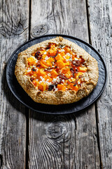 pumpkin galette with onion and feta cheese