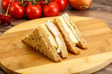 Club sandwich with chicken and cheese