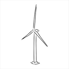 Wind power plant. Hand drawn vector illustration.