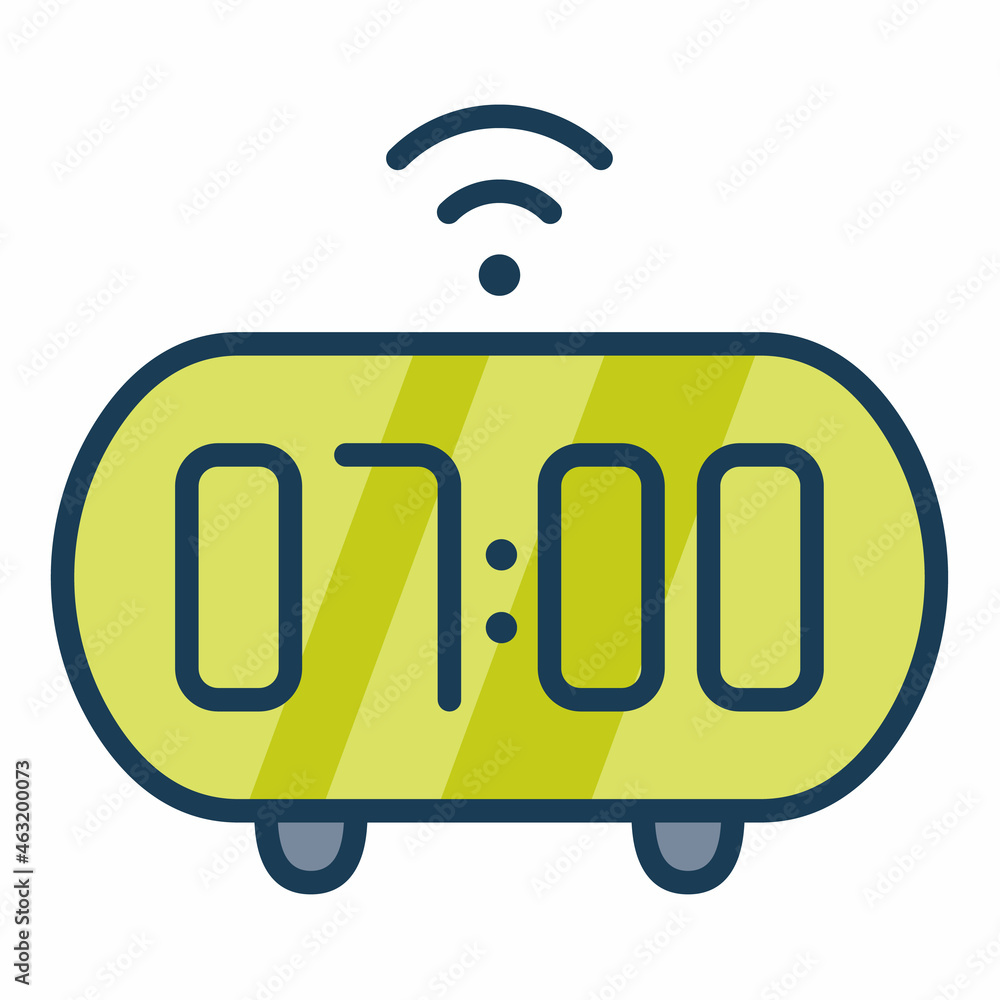Poster smart clock alarm digital single isolated icon with filled line style