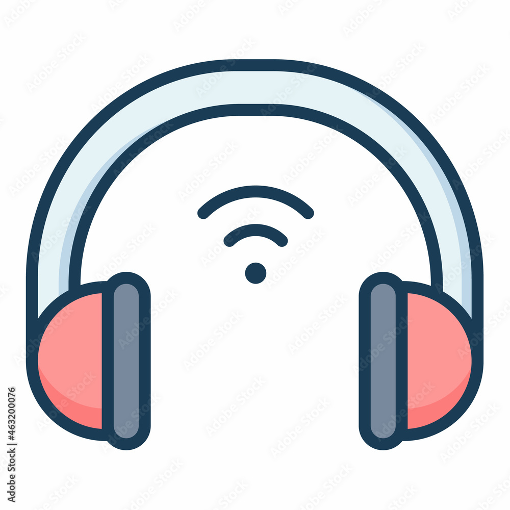 Poster headphone wireless wifi iot single isolated icon with filled line style