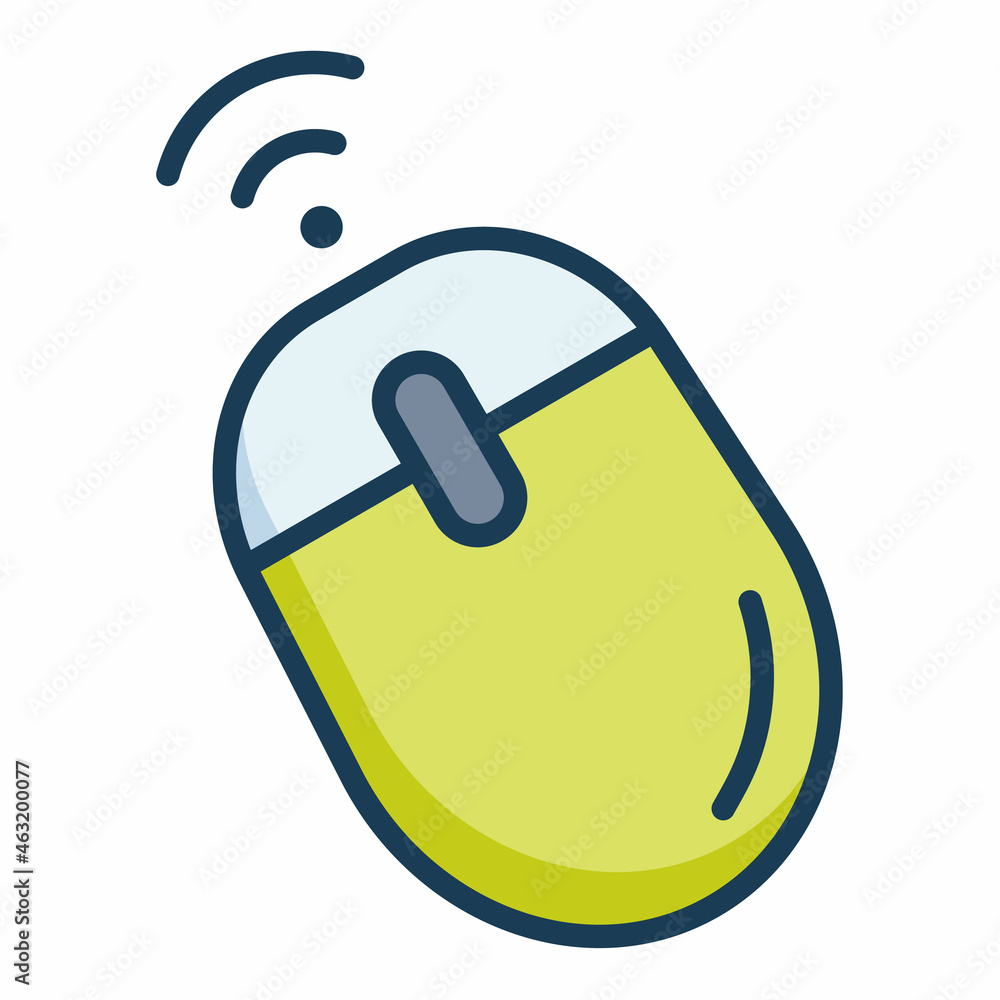 Poster mouse wireless electronic single isolated icon with filled line style