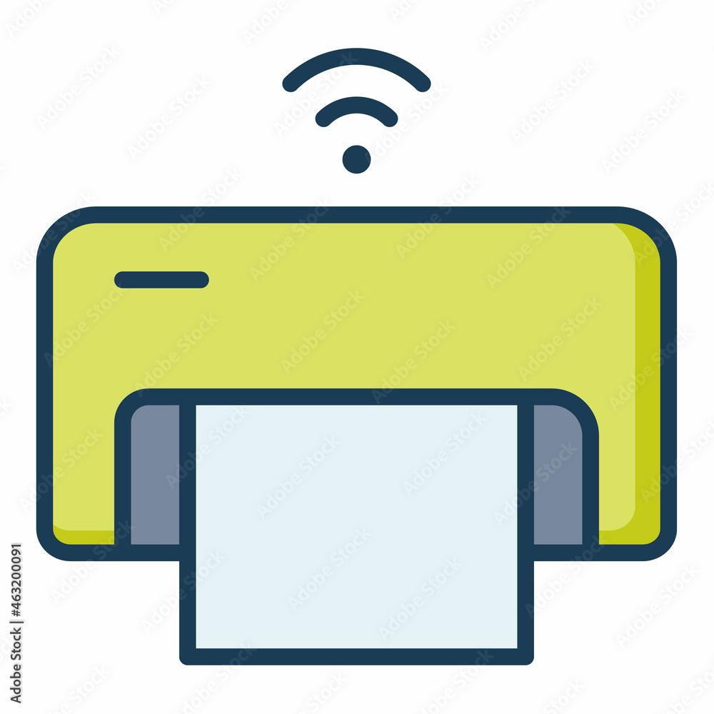 Poster printer wifi iot wireless single isolated icon with filled line style