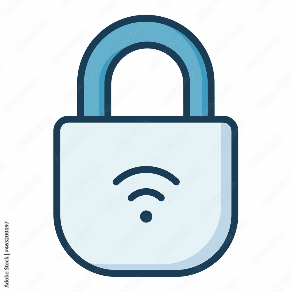 Poster padlock security wireless iot single isolated icon with filled line style