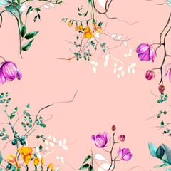 Fototapeta na wymiar Floral pattern. Design for wallpaper, background, fabric, textile.