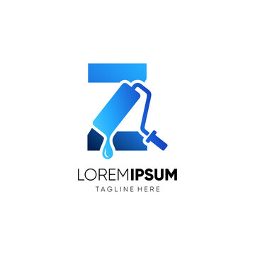 Letter Z Paint Roller Logo Design Vector Graphic Icon Emblem Illustration Background Template