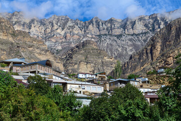 Fototapeta na wymiar Sunny September day in the mountain village of Gimry. Republic of Dagestan, Russian Federation