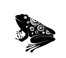 Frog icon. Toad. Logo. Black silhouette isolated on white background. Vector illustration.
