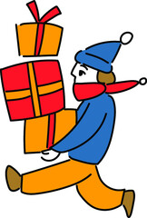 クリスマスプレゼントを持つ子供のイラスト